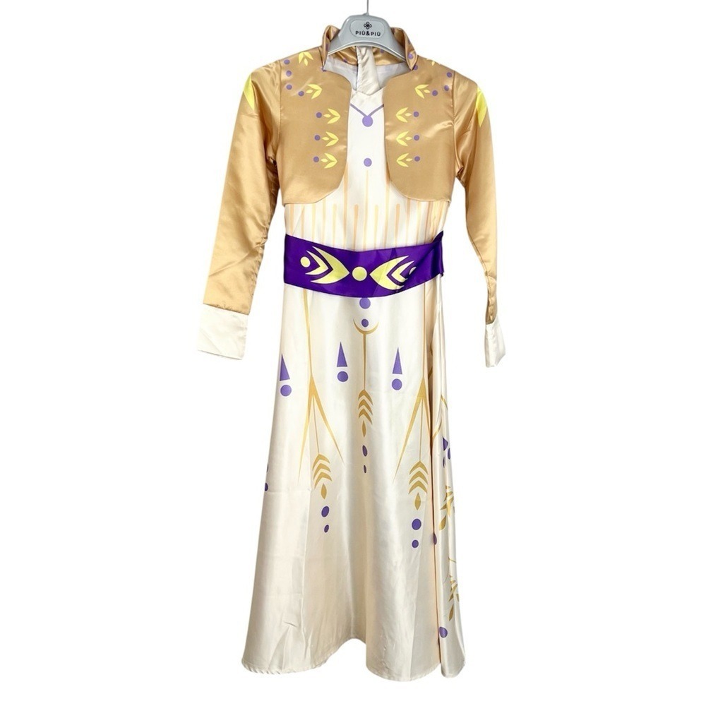 Frozen 2 Anna gold cream purple princess dress Halloween role play costume 140